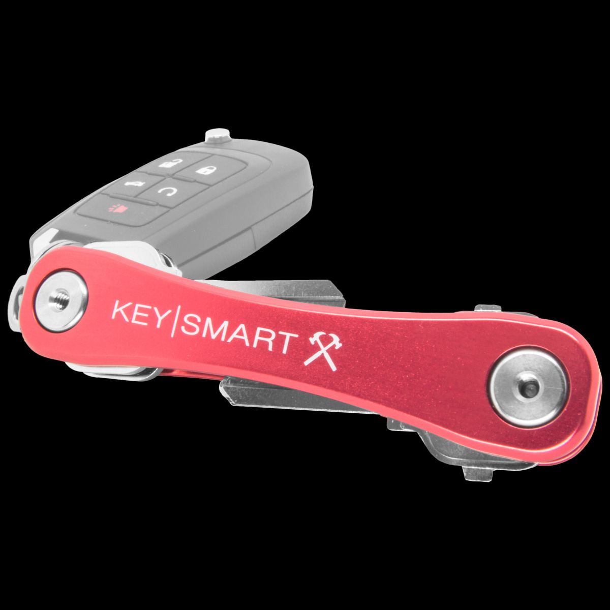 KeySmart Rugged Aluminum Compact Key Organiser, Red
