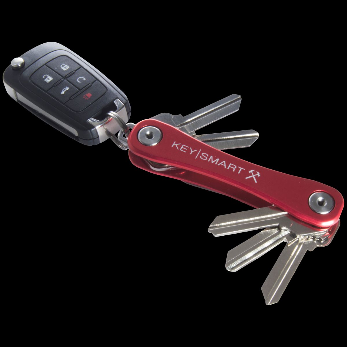 KeySmart Rugged Aluminum Compact Key Organiser, Red