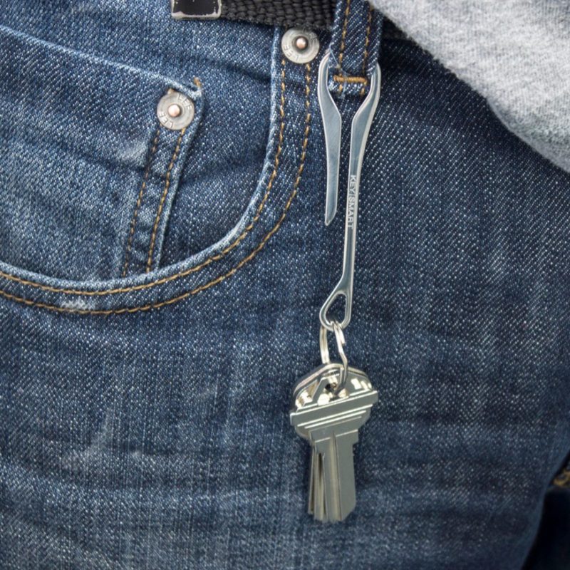 KeySmart Key Dangler XL Belt Loop Clip, Stainless Steel