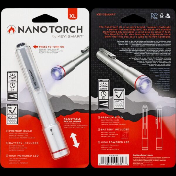 KeySmart Nano Torch XL | Compact Flashlight, Silver Aluminum - Image 12