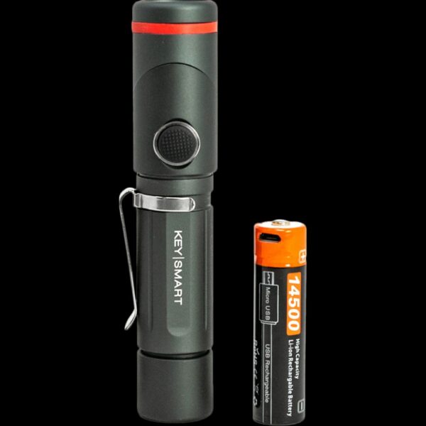 KeySmart Nano Torch Twist | Compact Flashlight, Black Aluminum