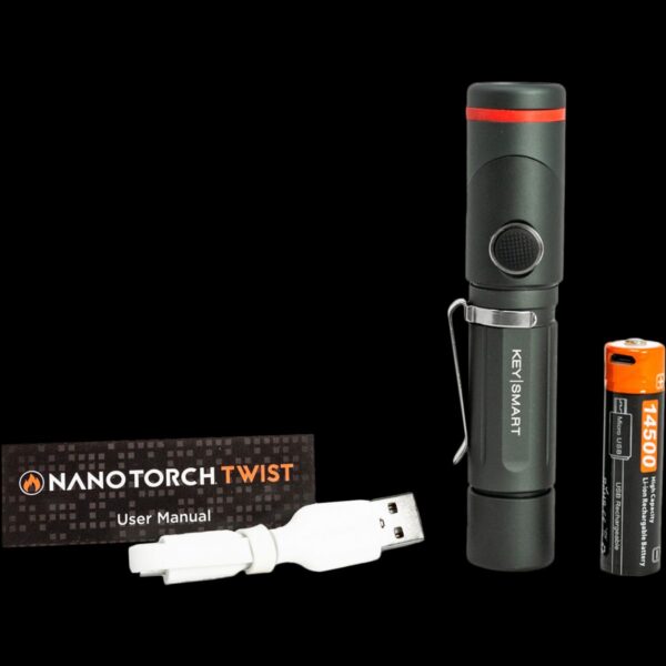 KeySmart Nano Torch Twist | Compact Flashlight, Black Aluminum - Image 4