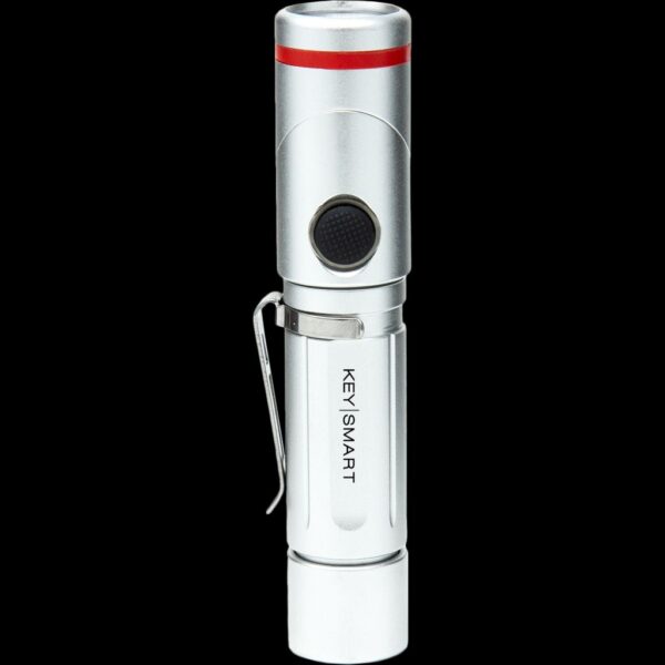 KeySmart Nano Torch Twist | Compact Flashlight, Silver Aluminum