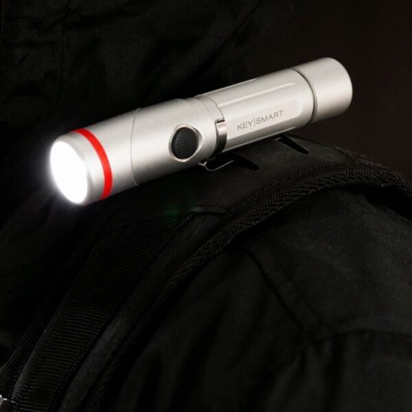 KeySmart Nano Torch Twist | Compact Flashlight, Silver Aluminum - Image 12