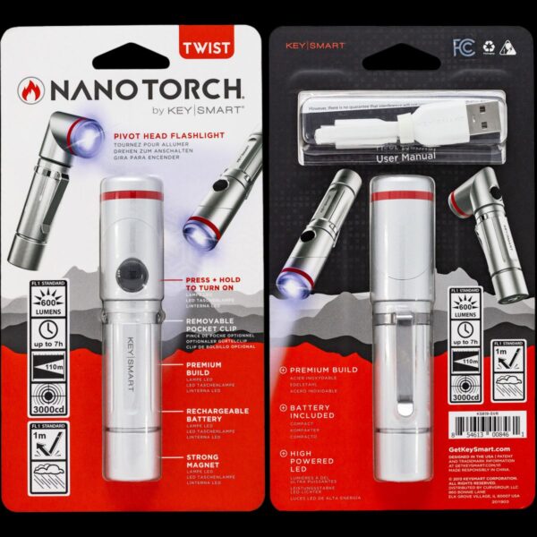 KeySmart Nano Torch Twist | Compact Flashlight, Silver Aluminum - Image 15