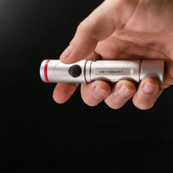 KeySmart Nano Torch Twist | Compact Flashlight, Silver Aluminum - Image 7