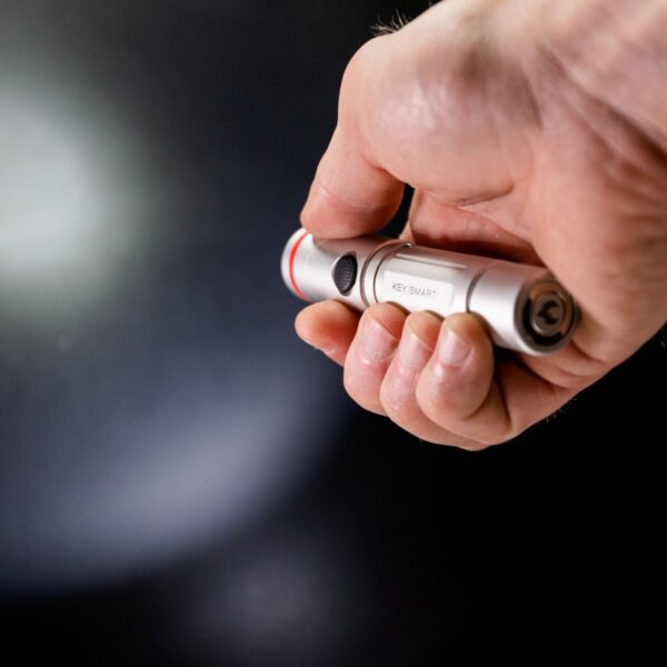 KeySmart Nano Torch Twist | Compact Flashlight, Silver Aluminum - Image 8