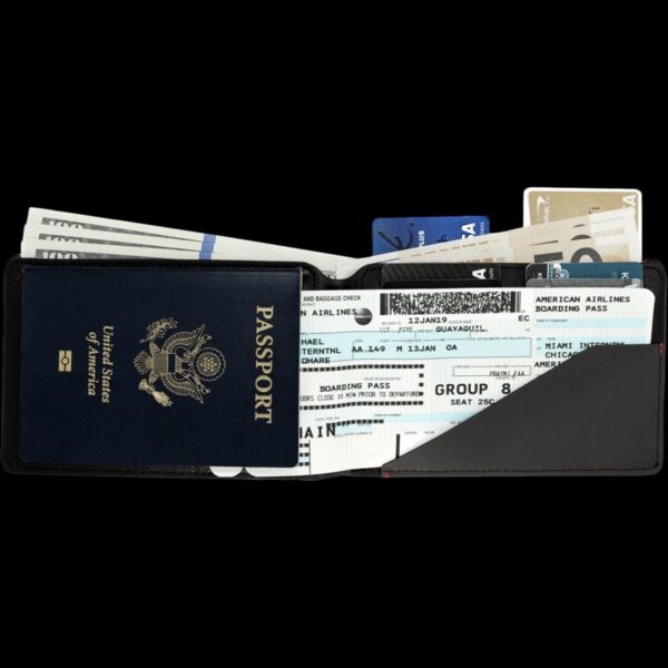 KeySmart Urban Passport Wallet (Black EXT / Red INT) - Image 5
