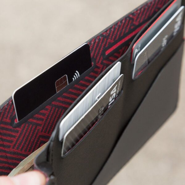 KeySmart Urban Passport Wallet (Black EXT / Red INT) - Image 7