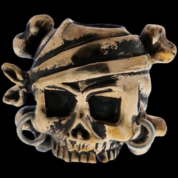 Lion ARMory Pirate Skull with Crossbones Bead in Brass