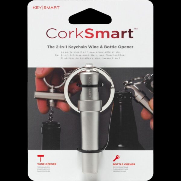 KeySmart CorkSmart Keychain Wine & Bottle Opener; Stainless Steel - Image 2