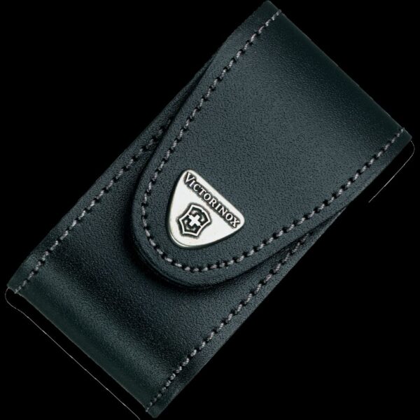 Victorinox Black Leather Belt Pouch with Hook-and-Loop Fastener