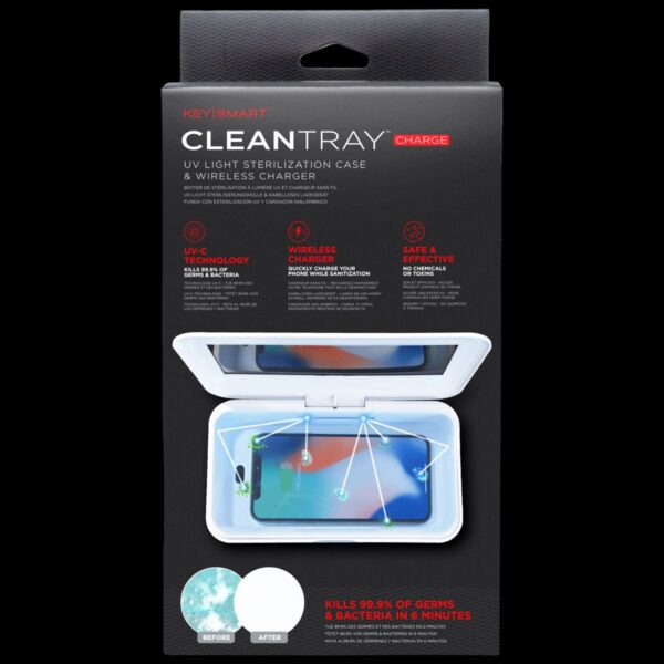 KeySmart CleanTray™ Charge Wireless Charging UV Light Sterilizer; White - Image 3
