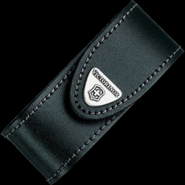 Victorinox Black Leather Belt Pouch with Hook-and-Loop Fastener