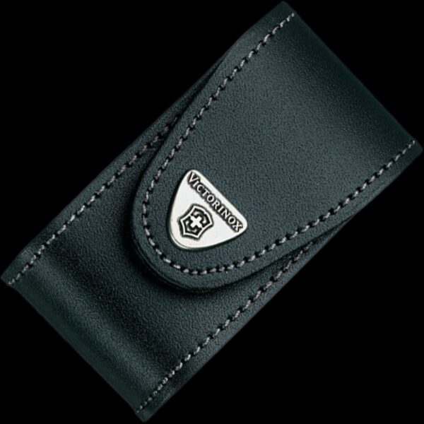 Victorinox Black Leather Belt Pouch with Hook-and-Loop Fastener