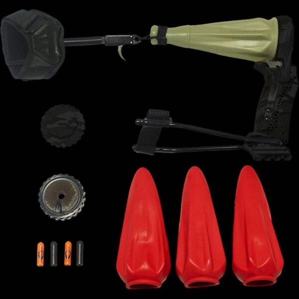The Pocket Shot Pro Arrow Kit( Black Hammer, Black Whisker, 4 Nock Caps, Pro Arrow Pouch, 3 Arrow Pouches, Arrow Release)