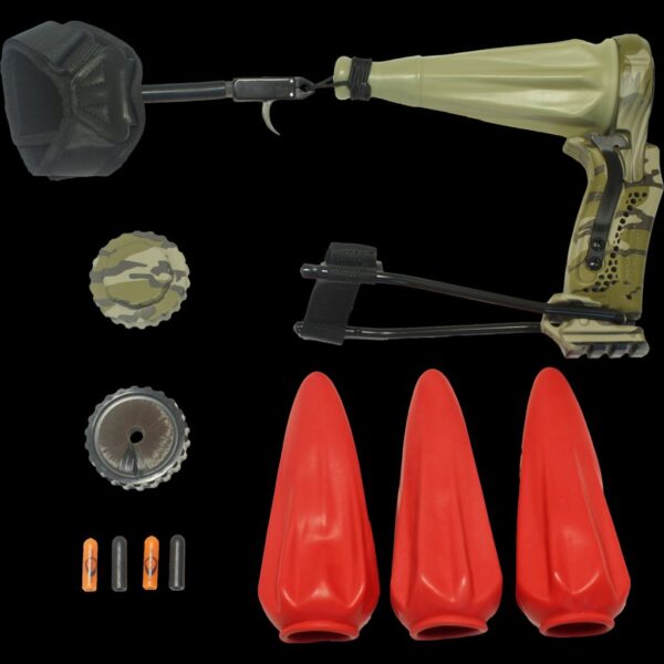 The Pocket Shot Pro Arrow Kit( Mossy Oak Hammer, Black Whisker, 4 Nock Caps, Arrow Pouch, 3 Arrow Pouches, Arrow Release)