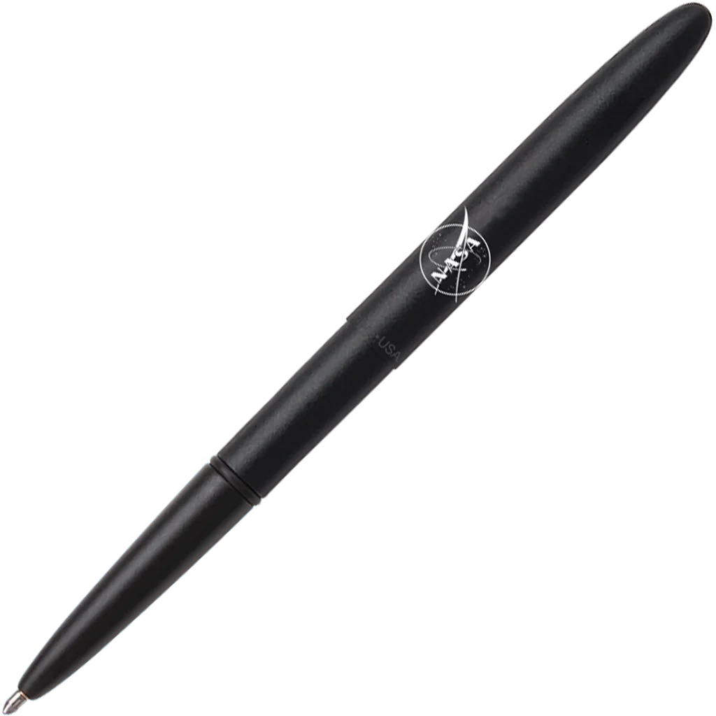 Fisher Space Pen Matte Black Bullet Space Pen with NASA Meatball Outline Logo Silkscreened In White