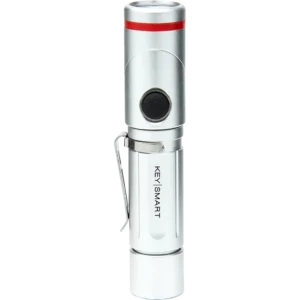 KeySmart Nano Torch Twist | Compact Flashlight, Silver Aluminum