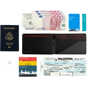 KeySmart Urban Passport Wallet (Black EXT / Red INT) - Image 6