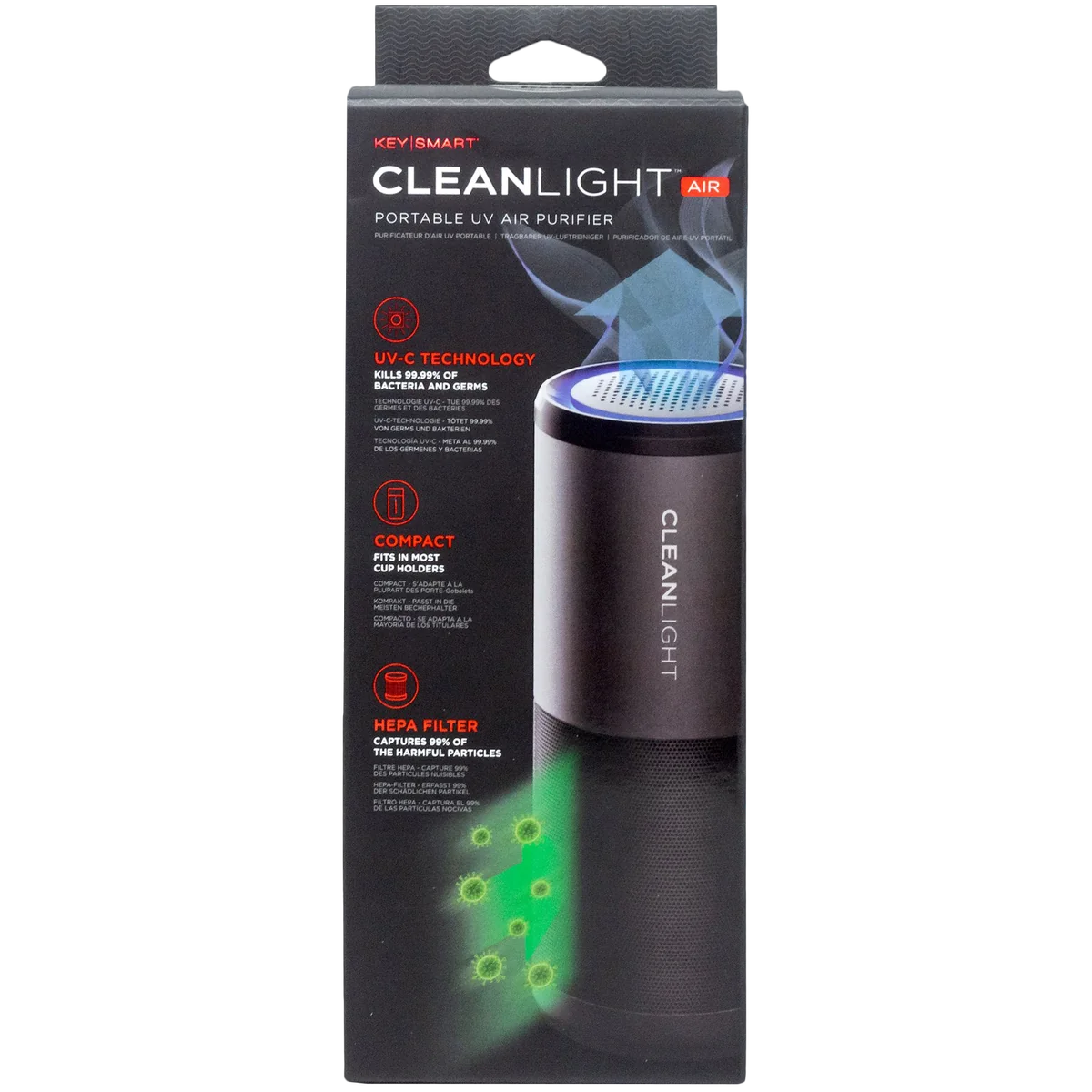 KeySmart CleanLight Air | Portable UV Light Air Purifier | Black - Image 7