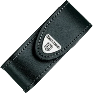 Victorinox Black Leather Belt Pouch with Hook-and-Loop Fastener