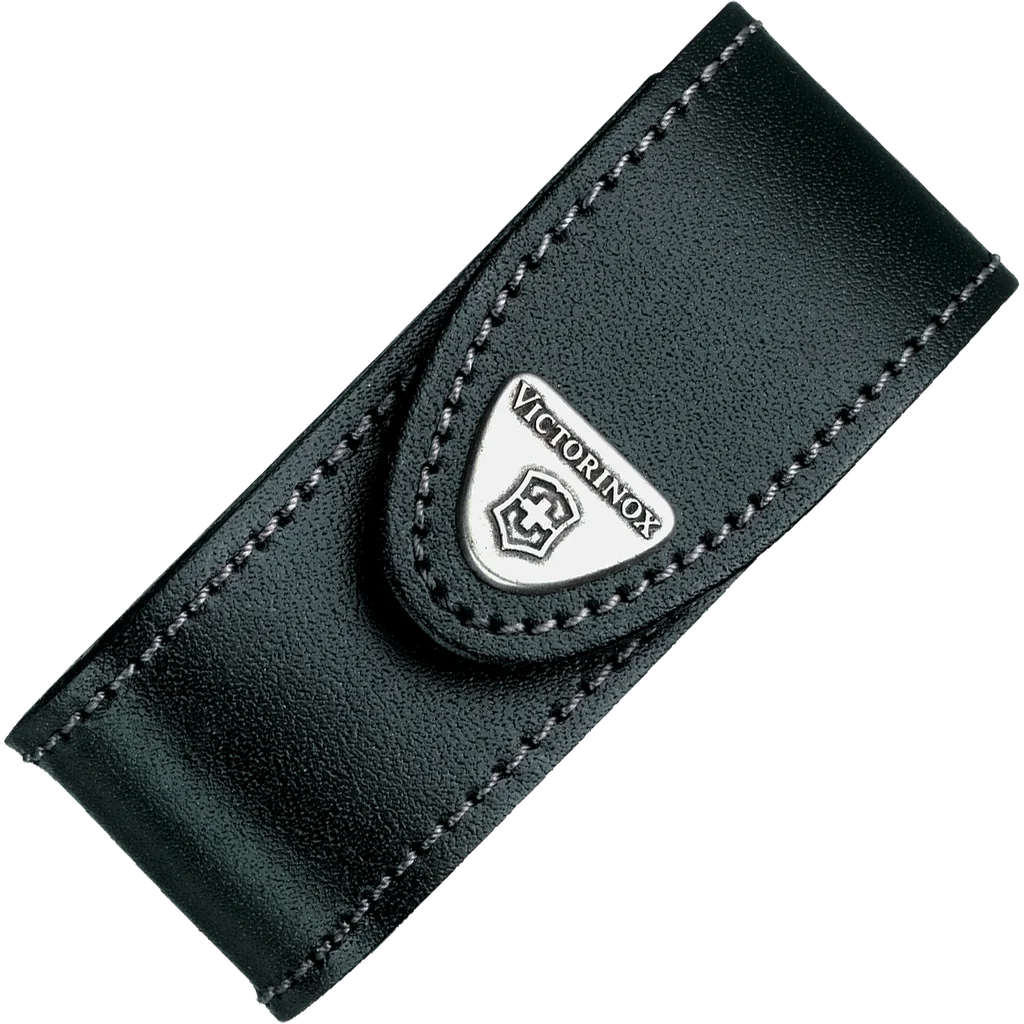 Victorinox Black Leather Belt Pouch with Hook-and-Loop Fastener