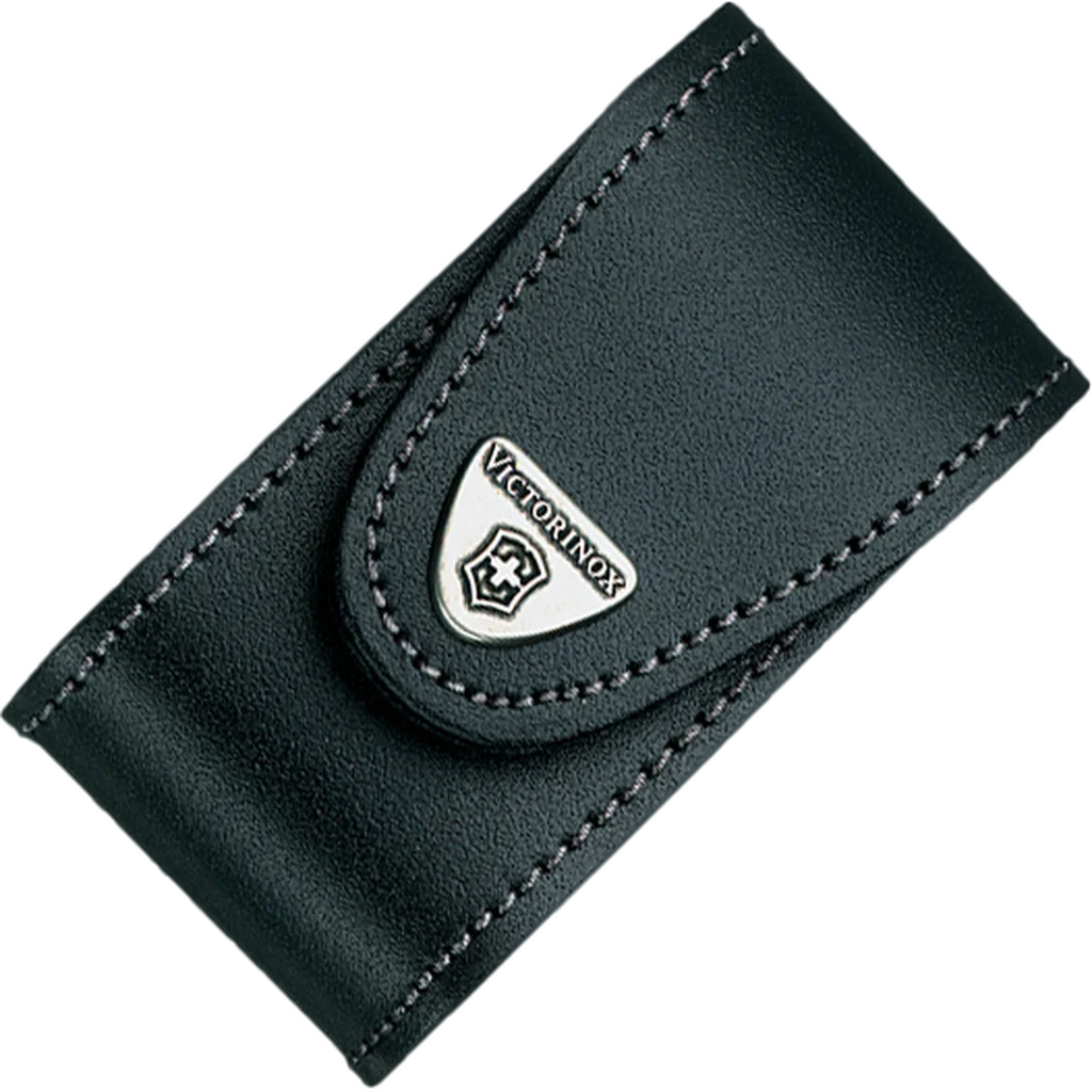 Victorinox Black Leather Belt Pouch with Hook-and-Loop Fastener
