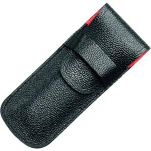 Victorinox Black Leather Pouch with Loop & Red Lined Flap