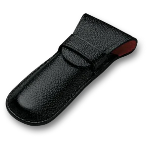 Victorinox Black Leather Pouch with Loop & Red Lined Flap - Image 2
